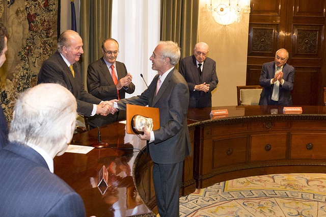 Premio de Economía Rey Juan Carlos, intituido por la fundación José Celma Prieto a D. Agustín Maravall, en el Bnaco de España el 27 de octubre de 2014 en Madrid. DS